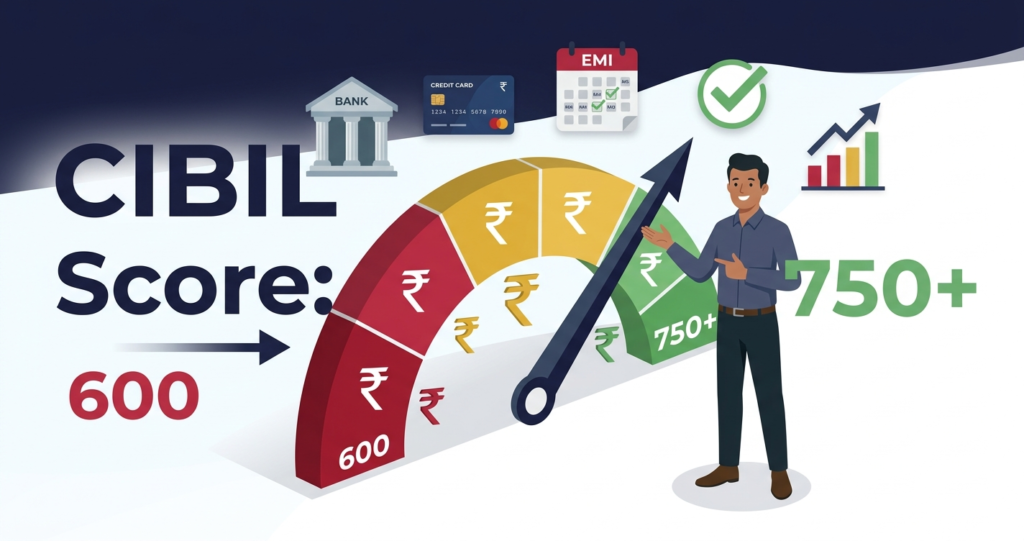 How to Improve CIBIL Score from 600 to 750+ Fast — Step-by-Step Guide (2026) cibil score
